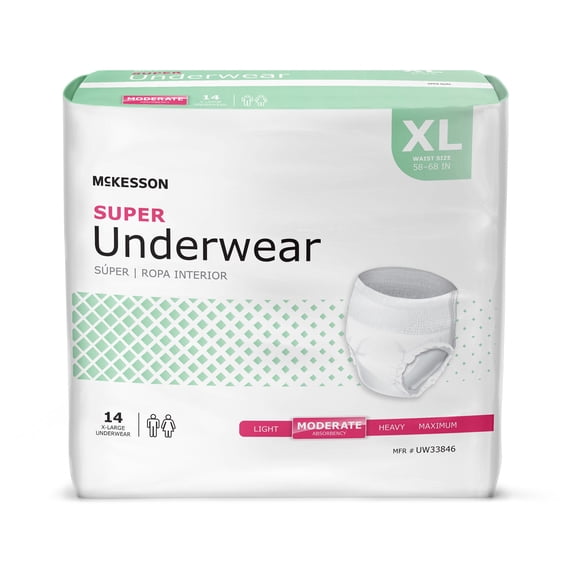 McKesson Super Underwear, Incontinence, Moderate Absorbency, XL, 56 Ct