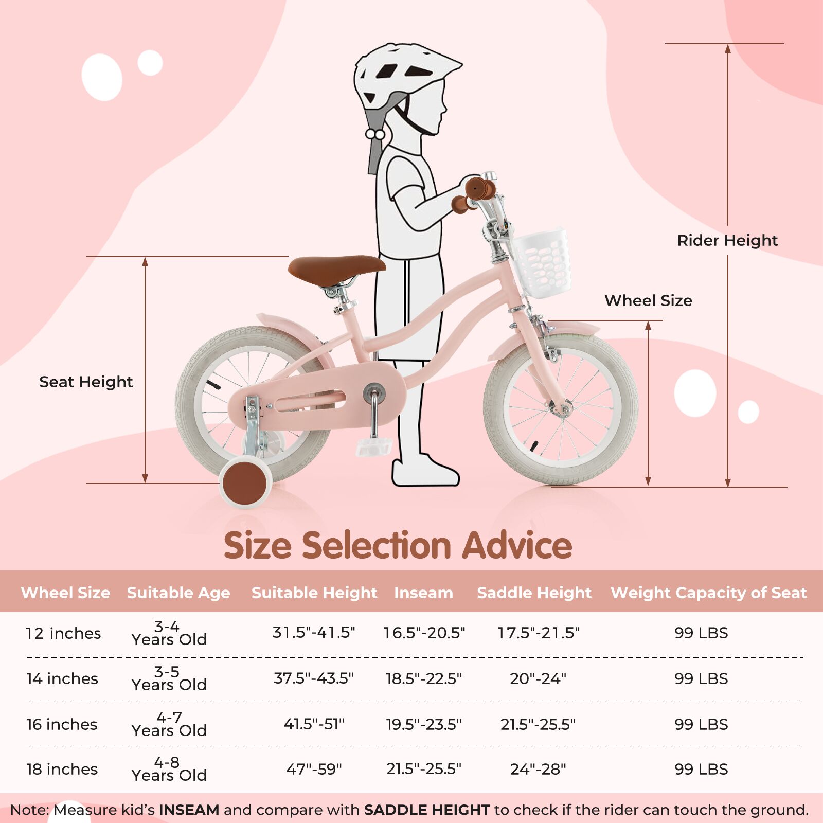 Costway 16" Kids Bike with Training Wheels Pink photo 7