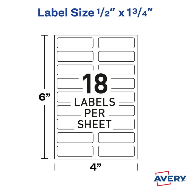 Avery Fabric Labels, White, 1/2 x 1-3/4, No-Iron, Handwrite, 54 Labels  (10720) 