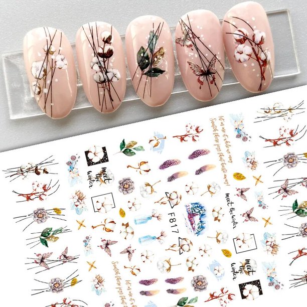 Calcomanía para uñas de alce de Santa de dibujos animados de invierno, suministros para decoración de uñas, muñeco de nieve, copo de nieve, calcomanía para uñas, pegatina 3D de Navidad, decoración de