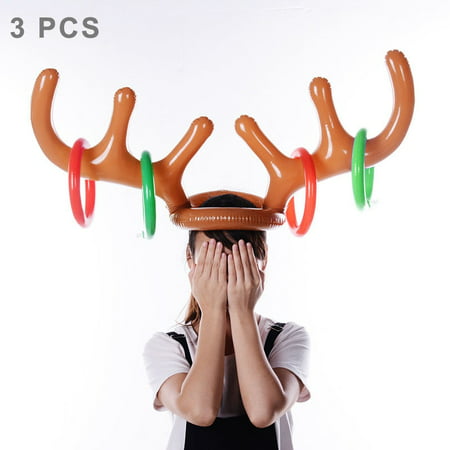 3 PCS Inflatable Reindeer Antler Cute Deer Head Child Throw Ring Games Toy