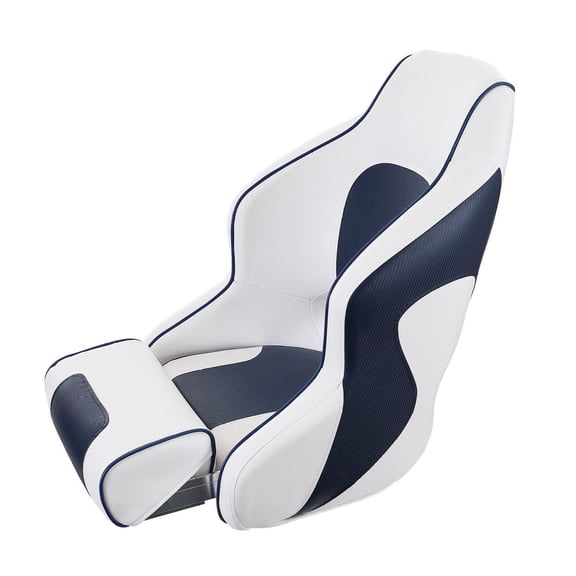 Boat Seat Captain Bucket Seat, Flip Up Marine Chair with Thick Padding, Pontoon Fishing Boat Seats for Speedboat, Canoe, High Back Bolster Chair, 1-Piece