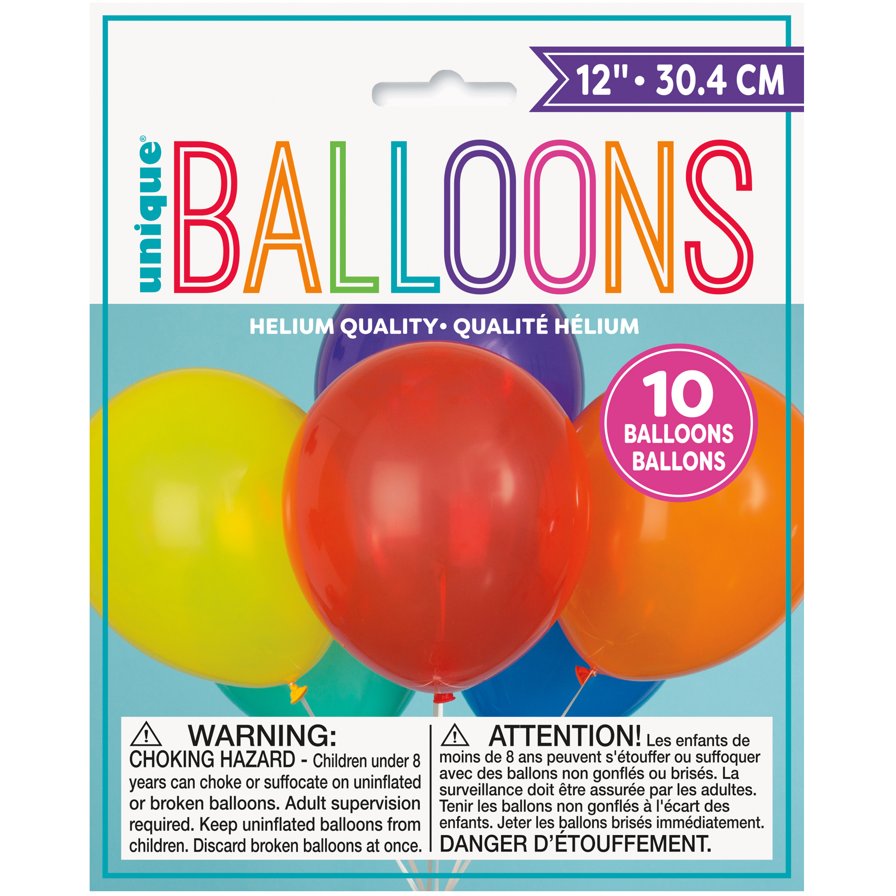 Unique Industries Latex 12" Multi-color Solid Print Birthday Balloons, 10 Count - image 5 of 10