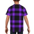 thumbnail image 5 of Wukai Purple Buffalo Plaid Youth Unisex Short Sleeve T-Shirt for Boys, Girls, Teens, and Kids-X-Small, 5 of 7
