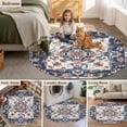 thumbnail image 5 of Round Rugs 3Ft, Boho Navy Blue Red Round Area Rug Washable Indoor Throw Carpet, Southwestern Geometric Vintage Art Small Non Slip Circle Rug for Bedroom Living Room Home Decor Aesthetic, 5 of 8