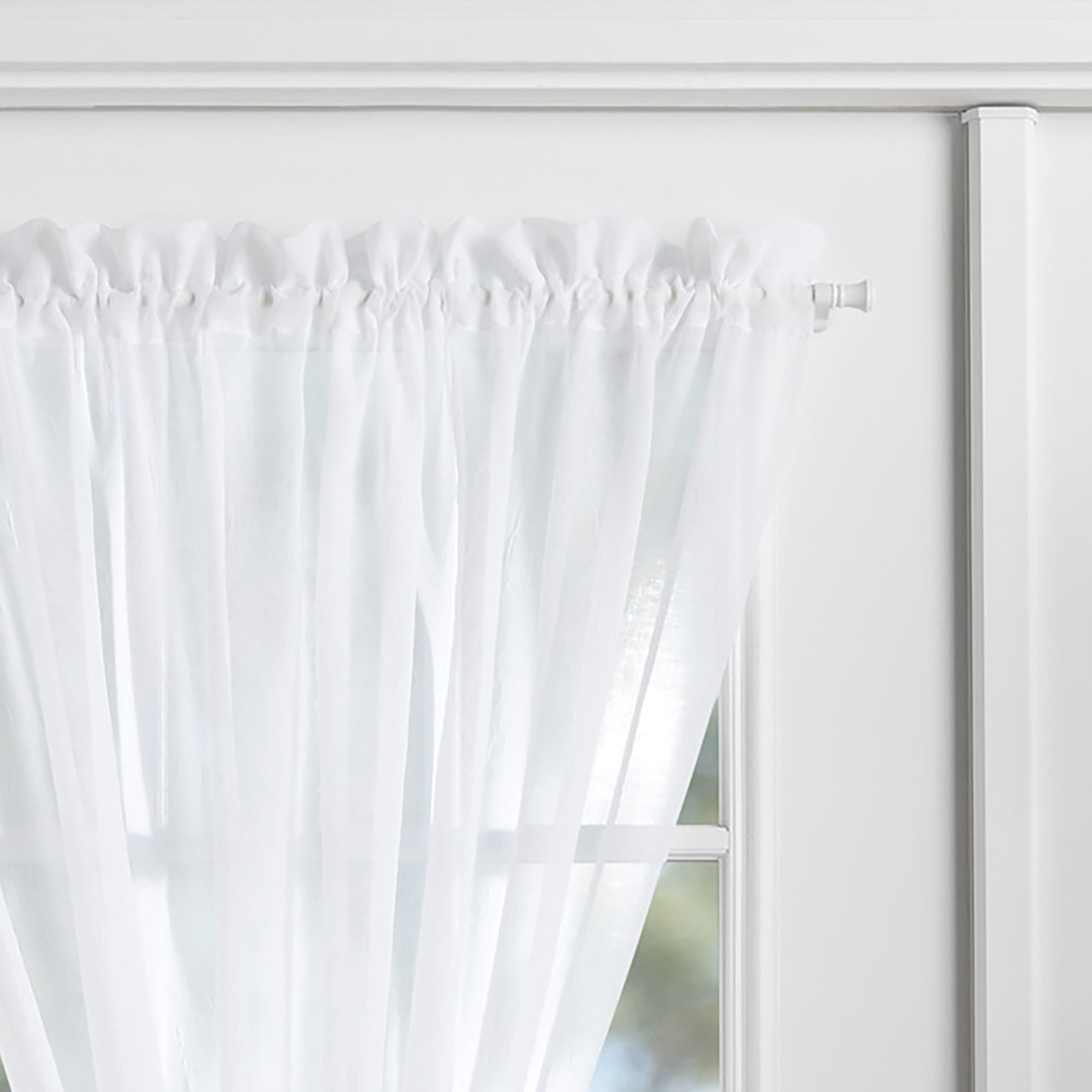 Mainstays Crushed Voile Single Door Curtain Panel, Semi-Sheer, White, 51" W x 72" L