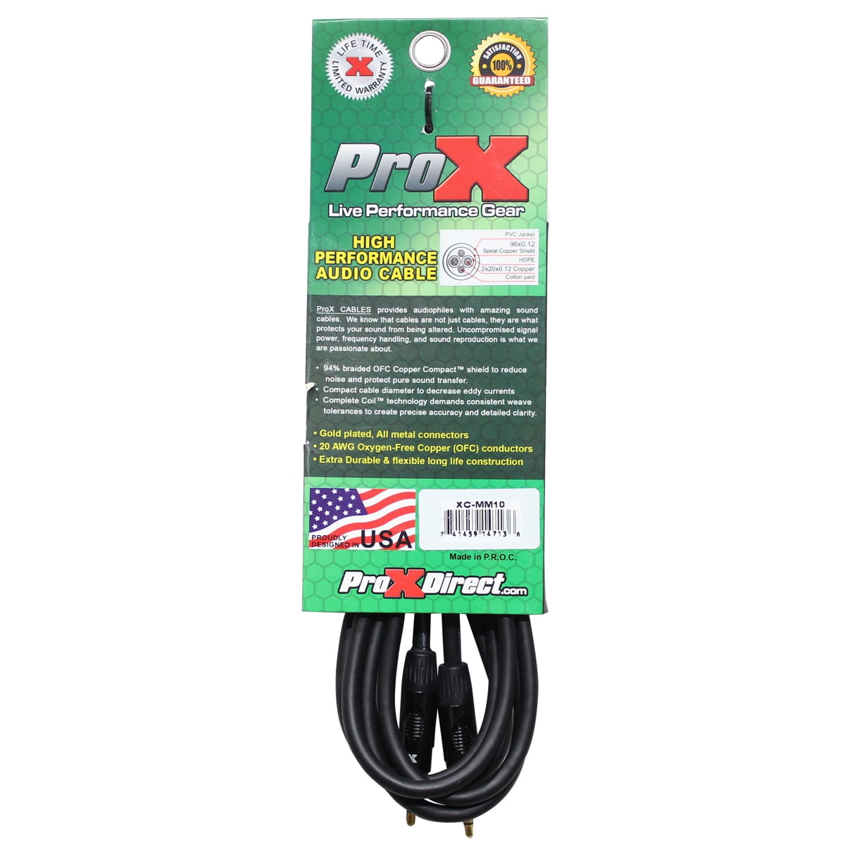 ProX XC-MM10 10' 1/8" (3.5mm) TRS-M Mini to 1/8" (3.5mm) TRS-M Mini Balanced High Performance Audio Cable