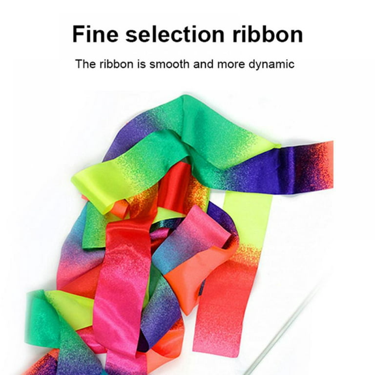 Yirtree 4M Dance Ribbons Rainbow Streamers Rhythmic Gymnastics Ribbon Baton  Twirling Wands on Sticks for Kids Artistic Dancing 