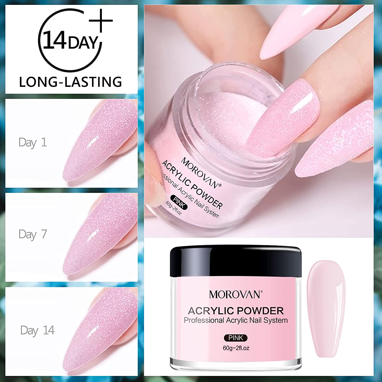 Morovan Acrylic Nail Kit Acrylic Powder Monomer Liquid Set 4oz Pink White Clear Colors
