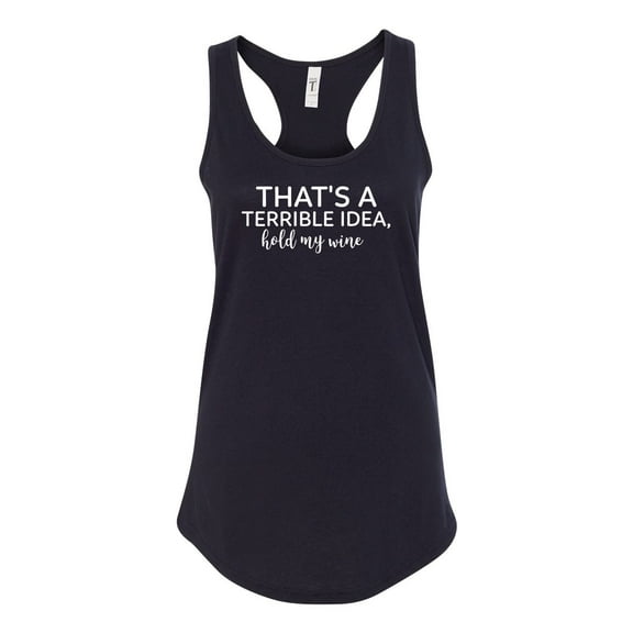 Women's Funny Hold My Wine Ladies Racerback Tank Top-Black-medium
