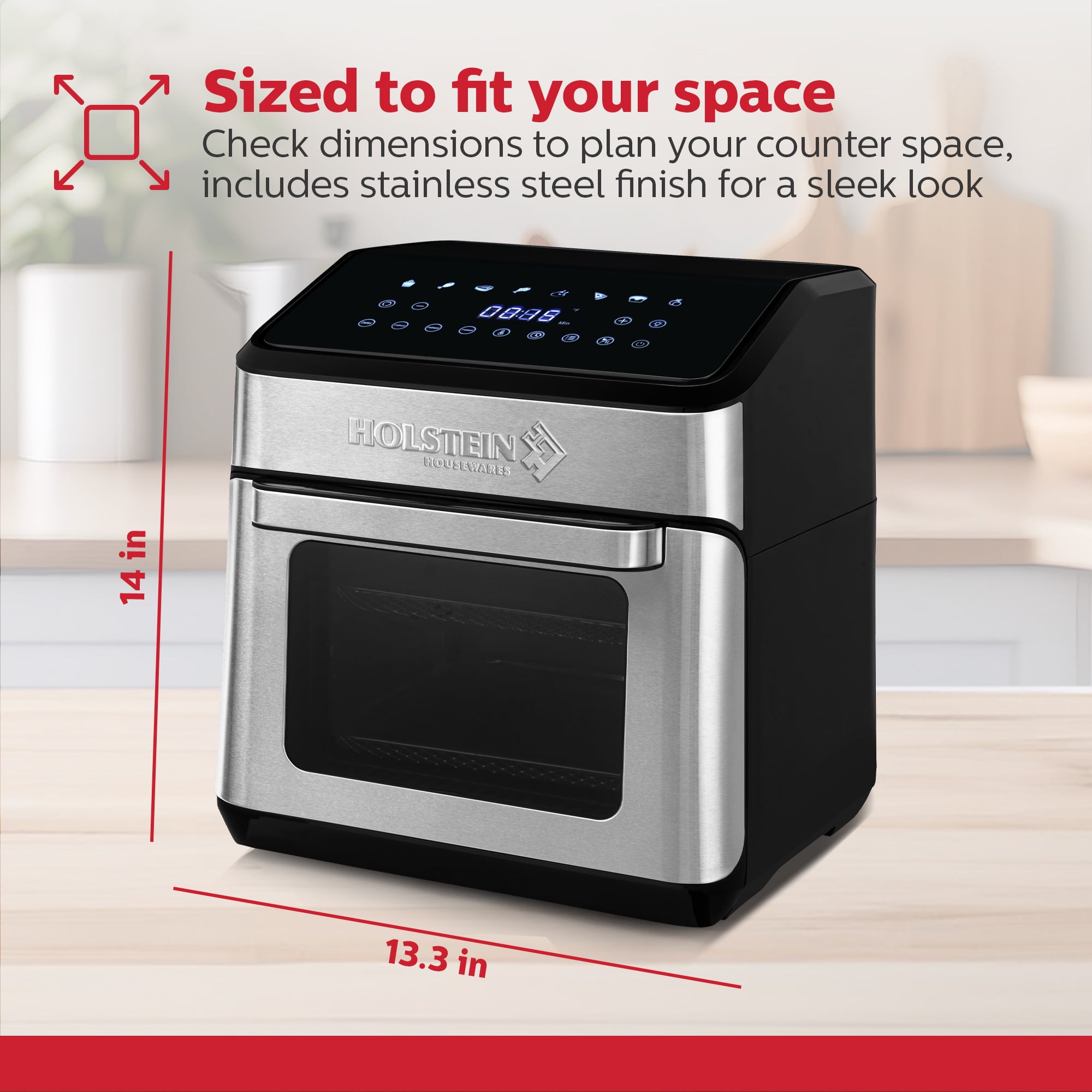 Holstein Housewares 12.7 QT. AIR FRYER OVEN – Family Size, 8 Presets, Adjustable Temperature, Accessories Included, Hot Air Technology for Healthier Cooking
