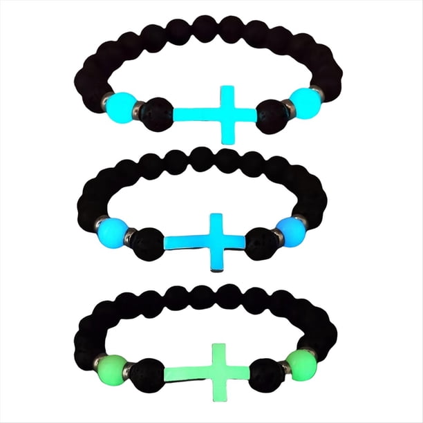 Pulsera de Piedra Natural Curativa, y Que Brilla en la Oscuridad, Pulsera de Cuentas de para Hombres y Mujeres.