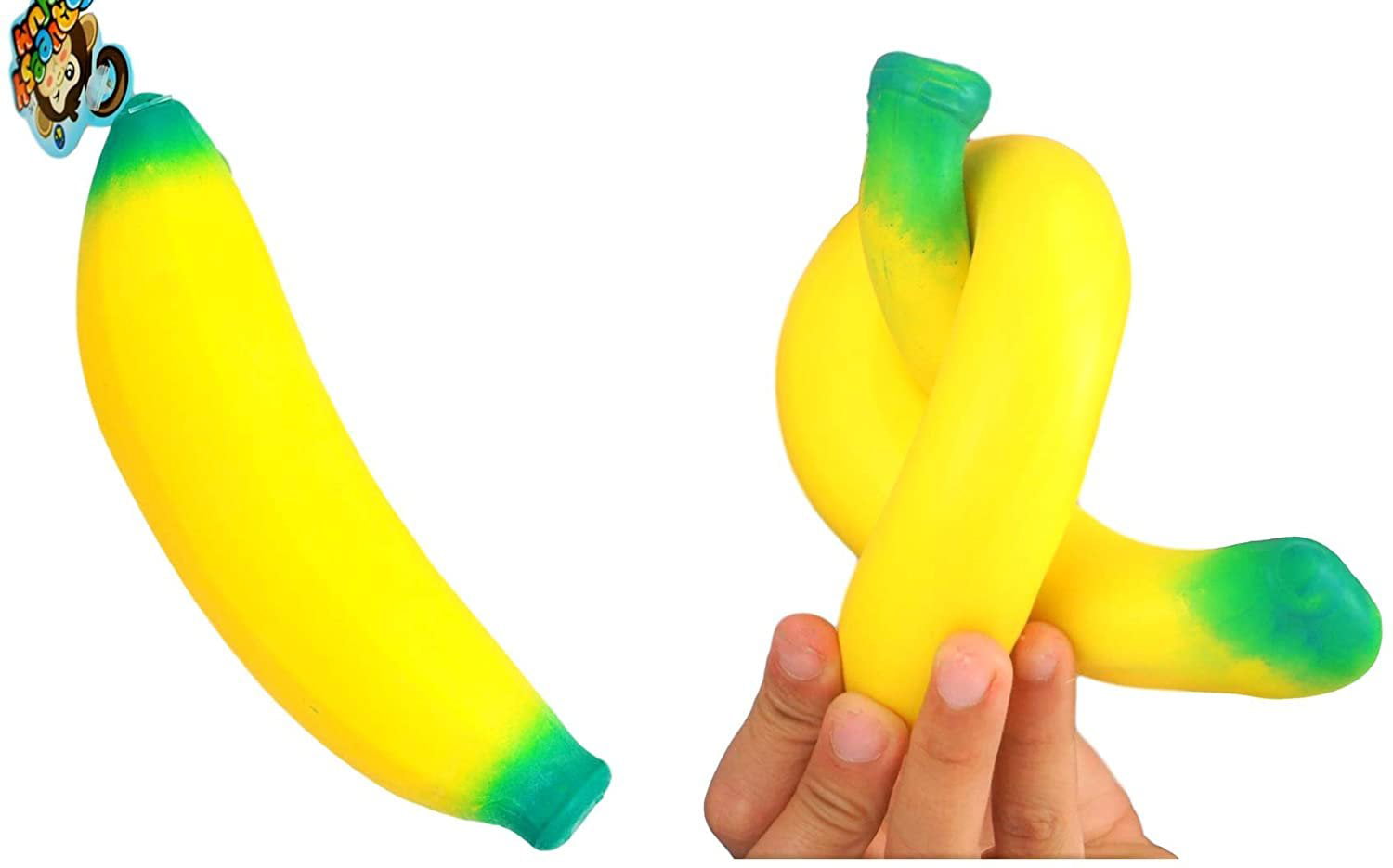 JA-RU Stretchy Banana Squishy Toys (2 Units) Anxiety Stress Relief Toys |  Sensory Toys for Autistic Children Kids and Fidget Stress Toys for Adults.  