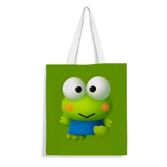 Frog Keroppi handbag 13.8×15.8 inches made of canvas material durable and stylish showcasing personal style
