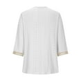 thumbnail image 5 of tklpehg Long Sleeve Shirts for Women V-Neck Crochet Lace Trim Going Out Tops Fall Clothes Solid Color Comfortable Leisure Womens Clothes Blouses Pullover White L, 5 of 6