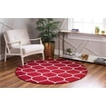 thumbnail image 3 of Unique Loom 3146730 5 x 5 ft. Rounded Trellis Frieze Round Rug, Red, 3 of 5