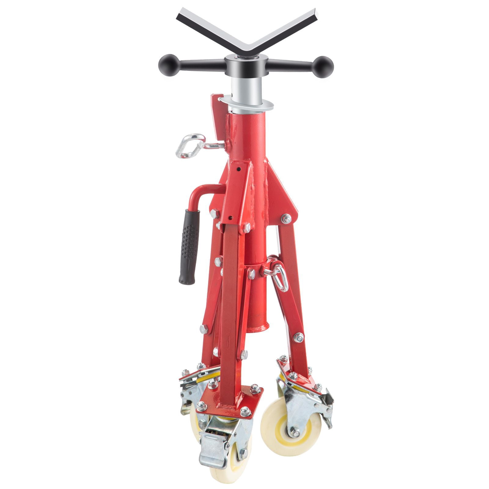 Adjustable Pipe Jack Stand with Casters,28-52" Height&2500LB Capacity,Portable Folding Support for 1/8" to 12" Pipes