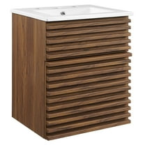 Modway Render 18" Wall-Mount Bathroom Vanity in Walnut White