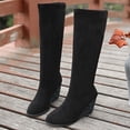thumbnail image 3 of Mepaouo Women's Knee High Boots Wedge Heel Fashion Round Toe Stretchy Winter Long Boots(Black,5.5), 3 of 8