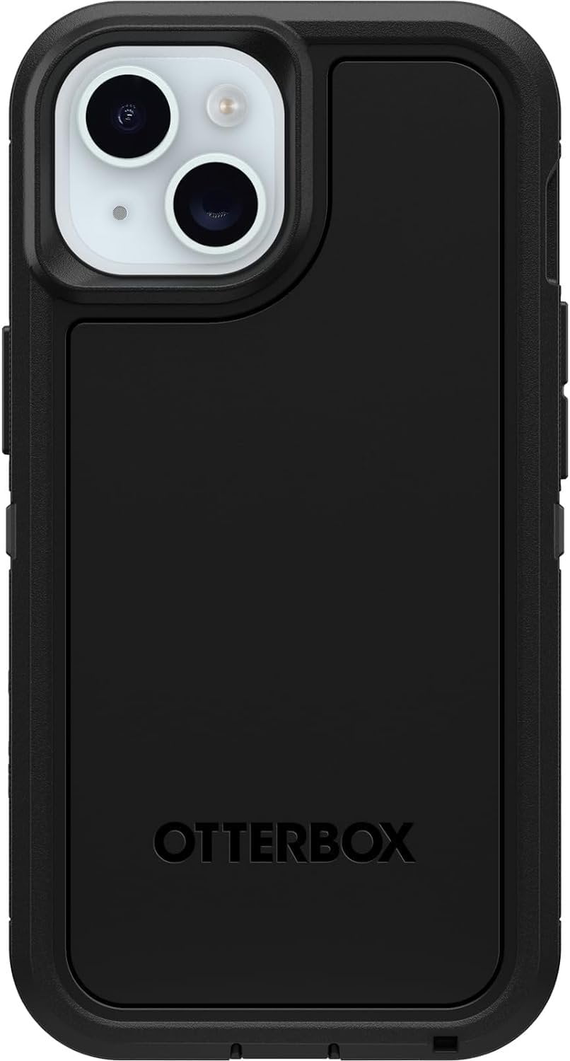 OtterBox iPhone 15, iPhone 14 & iPhone 13 Only - Defender Series XT Case - Black - Screenless - Rugged - Lanyard Attachment - Microbial Defense Protection - Non-Retail Packaging