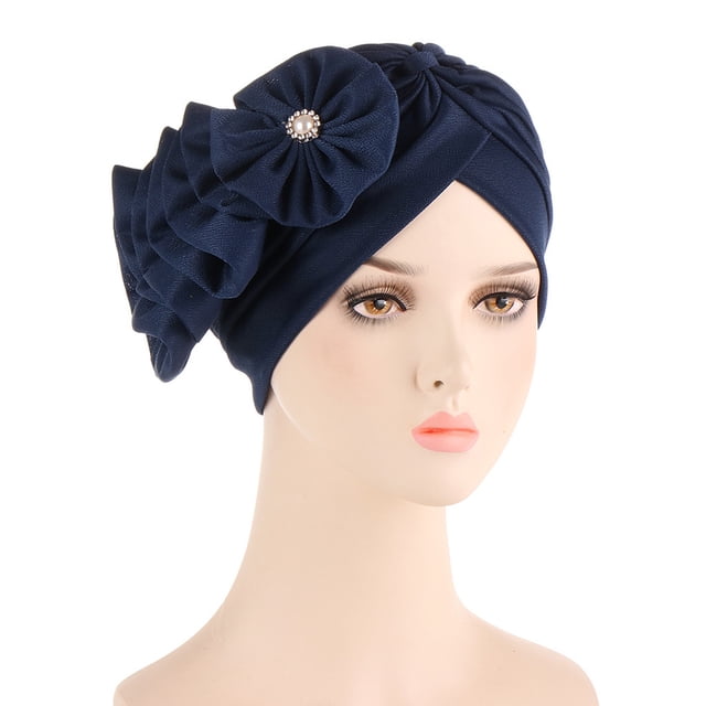 KIHOUT Bonnets Chapeaux Femmes Unis Floral Inde Musulman Chapeau Chimio à Volants Turbans Bonnet Couvre-Chefs