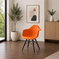 thumbnail image 7 of 2xhome - Set of 2 (Two) Orange - Plastic Armchair Black Wood Legs Eiffel Dining Room Chair - Lounge Chair Arm Chair Arms Chairs Seats Wire Leg Dowel Leg Legged Base Chrome Metal Eiffel Work, 7 of 7