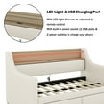 thumbnail image 5 of Bellemave Twin Size Daybed with Storage Drawers PU Leather Upholstered Daybed Frame with Charging Station and LED Lights Twin Sofa Bed with Shelf, Nailhead Trim and Wood Slats, Beige, 5 of 13
