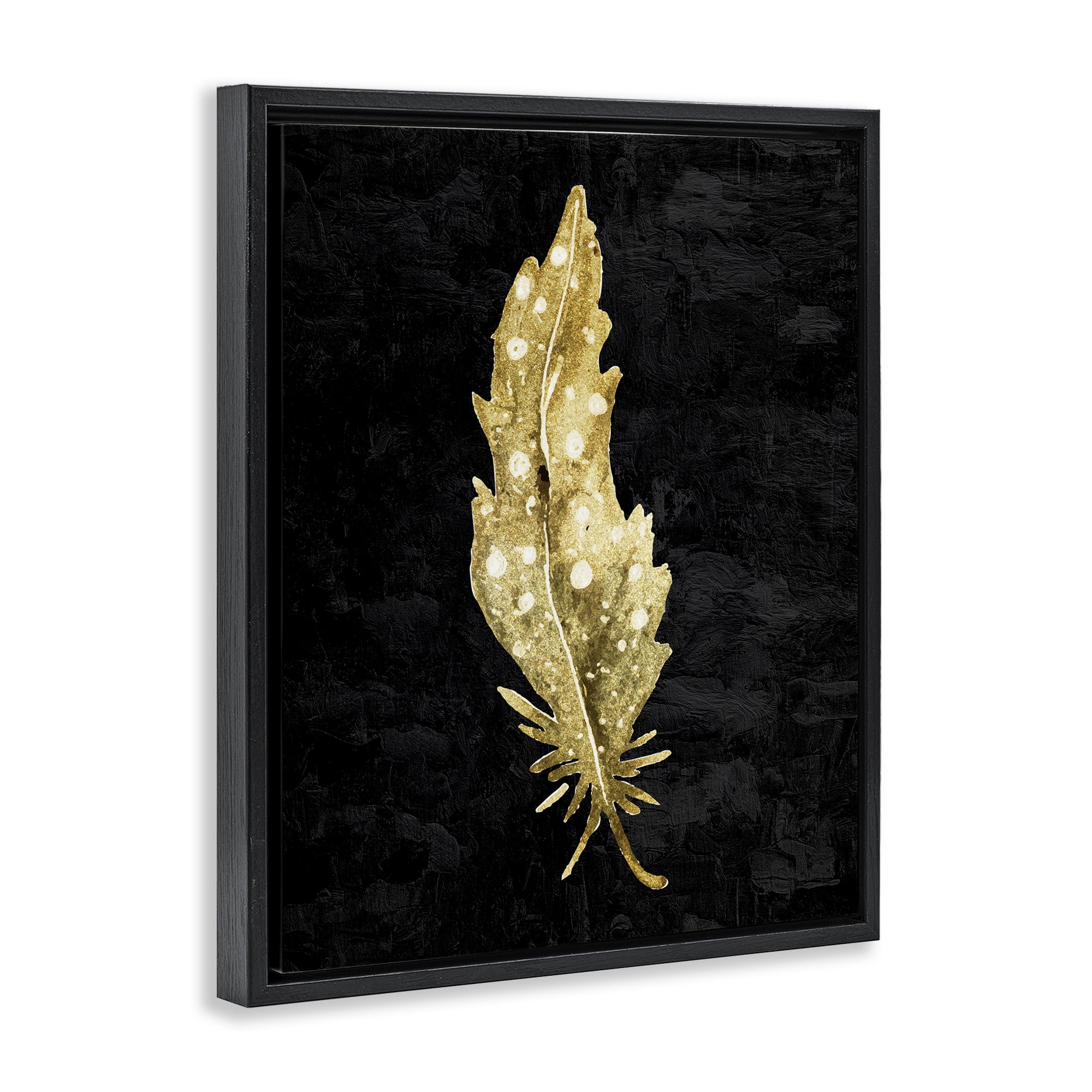 Feather On Black Black Framed Floater Canvas Wall Art, design by Kim Allen
