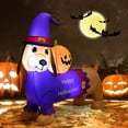thumbnail image 3 of Gymax 5FT Inflatable Halloween Dachshund Dog & Ghost Pumpkin Holiday Decor w/ LED Lights, 3 of 10