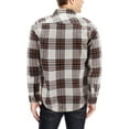thumbnail image 2 of Men’s 100% Cotton Long Sleeve Plaid Check Soft Flannel Button Up Shirt (Khaki, L), 2 of 3