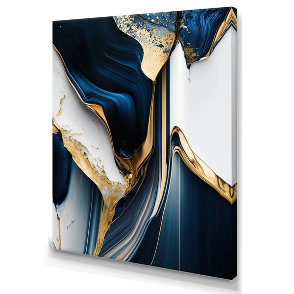 Designart Abstract Geode Waves Gold I Canvas Wall Art