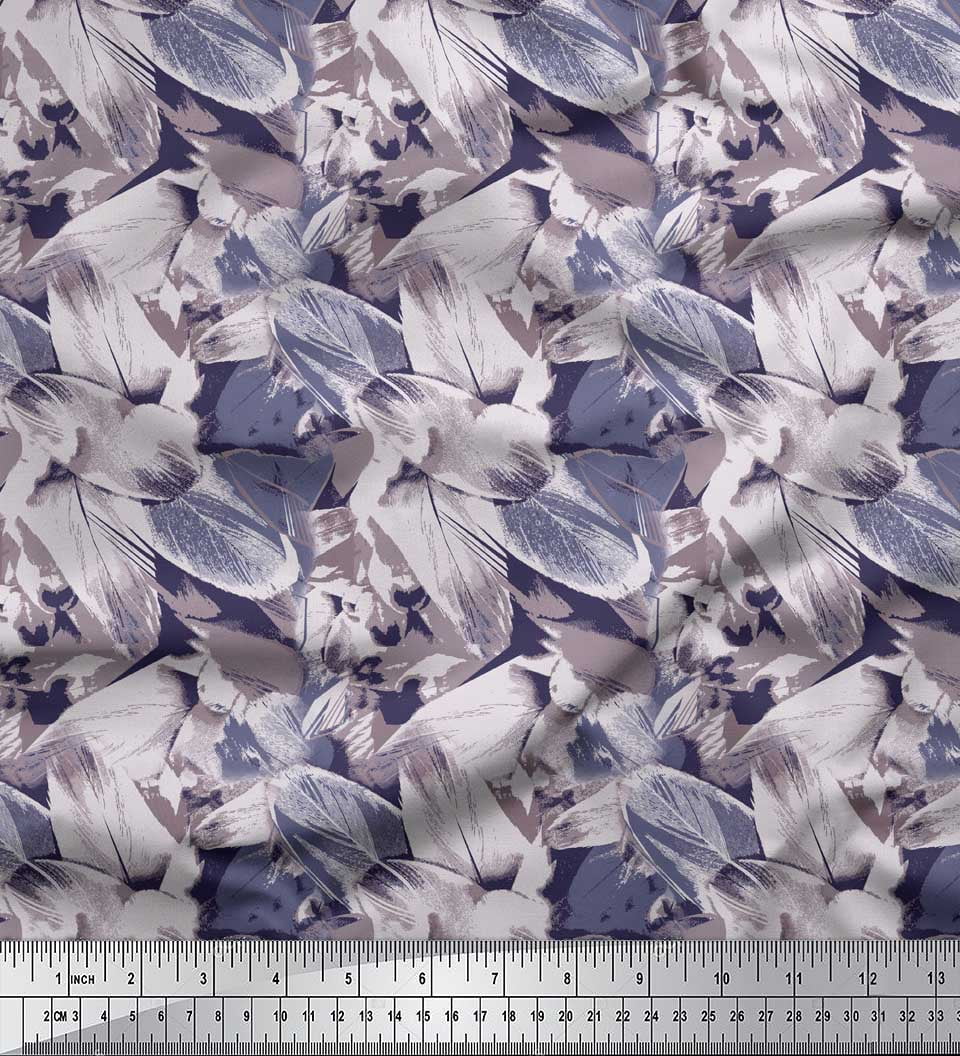Soimoi Purple Cotton Voile Fabric Brush Stroke Abstract Printed Fabric 1 Yard 56 Inch Wide