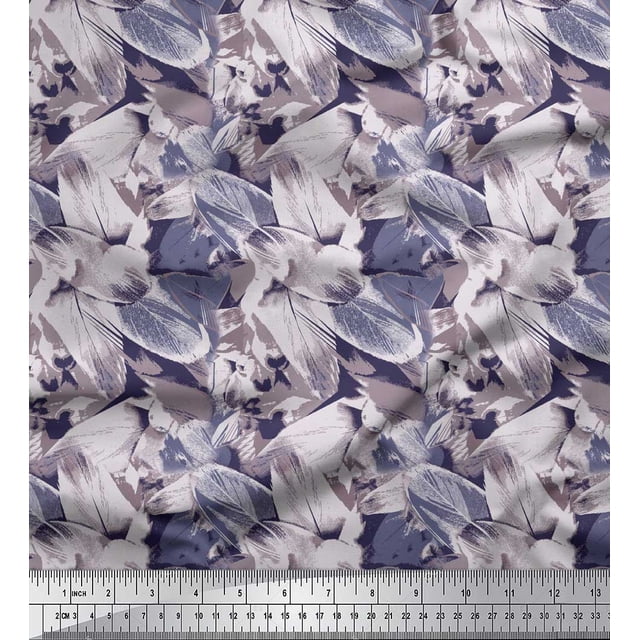 Soimoi Purple Modal Satin Fabric Brush Stroke Abstract Print Sewing Fabric Yard 42 Inch Wide