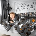 thumbnail image 3 of Erosebridal Gothic Skeleton Ghost Twin Comforter Sets 2pcs,Halloween Black Cats Bedding Set,Dark Grey,Reversible,1 Comforter and 1 Pillowcase, 3 of 6