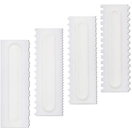 

Cake Scraper Set of 4 Pack Decorating Comb Icing Smoother Plastic Sawtooth Polisher Decorating Mousse Butter Cream Cake Edge Tools