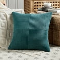 thumbnail image 3 of Fancy Homi 2 Pcs Teal Euro Decorative Throw Pillow Covers 26x26 inch for Living Room Couch Bed, Rustic Farmhouse Boho Home Decor, Soft Corss Corduroy Patchwork Textured Square Cushion Case 66x66 cm, 3 of 10