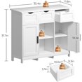 thumbnail image 2 of Modern Storage Cabinet Barn Door Buffet Cabinet with 3 Drawers and Adjustable Shelf,for Kitchen/Living Room/Bathroom/Coffee Bar,Beige, 2 of 12