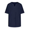 thumbnail image 4 of MIUOWANP Men's Short Sleeve T-shirts Casual Cotton V-neck Tee Tops Solid Color Sports and Fitness Performance Tops Size L(8)Navy, 4 of 5