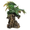 thumbnail image 4 of Fantasy Three Headed Green Dragon Hydra Perching On Ancient Tree Figurine 5"H, 4 of 9