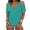 Lake blue, variant on Short Sleeved Women V-neck T-shirt Solid Color Casual Cold Shoulder Tops