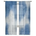 Abstract Modern Line Blue Tulle Voile Curtains For Bedroom Window