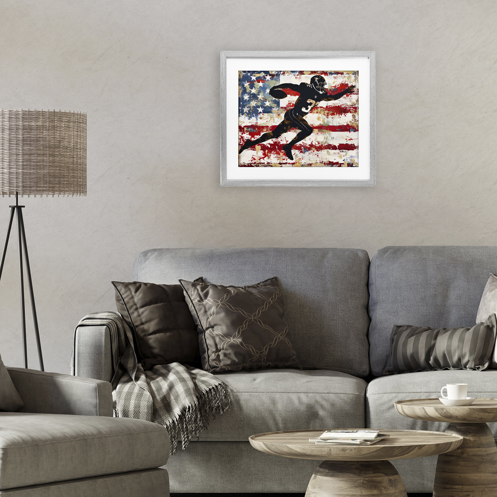 Stupell Industries Gridiron Glory Player Gray Framed Print Under Glass, design by Ray Powers