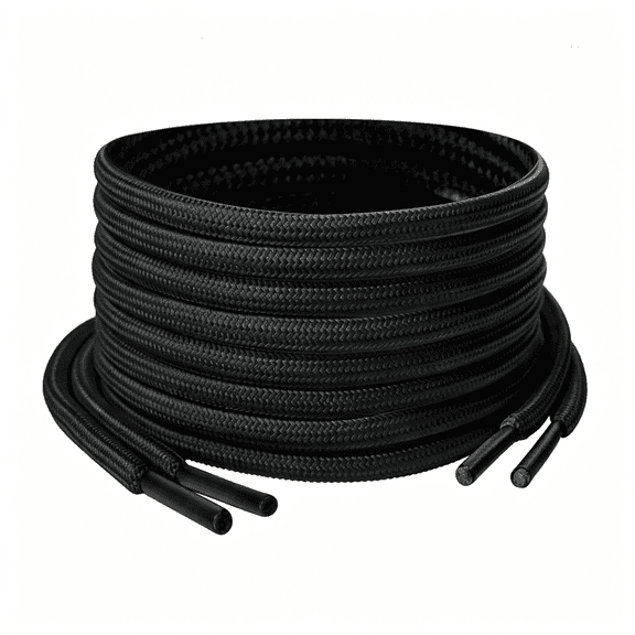 BZCOE Round Sneaker Shoe Laces,120Cm/47",Polyester Material with Anti-Fray Tips,Versatile for Fashion and Crafts,Black Durable Black Shoe Laces