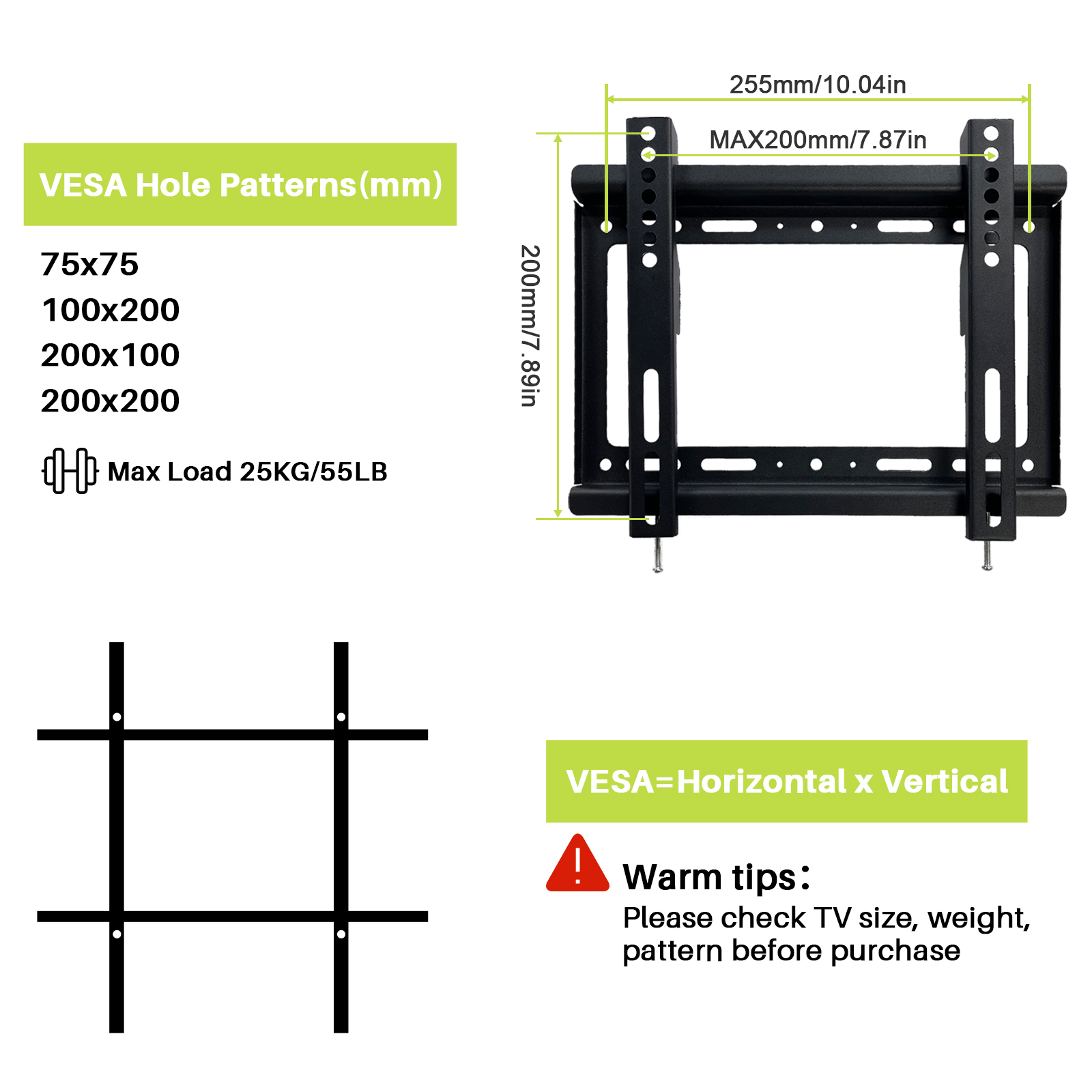 Sylvox TV Wall Mount for 14-42 Inch LED LCD OLED Flat Screen, Max 200x200mm 75x75mm Holds up to 55 lbs