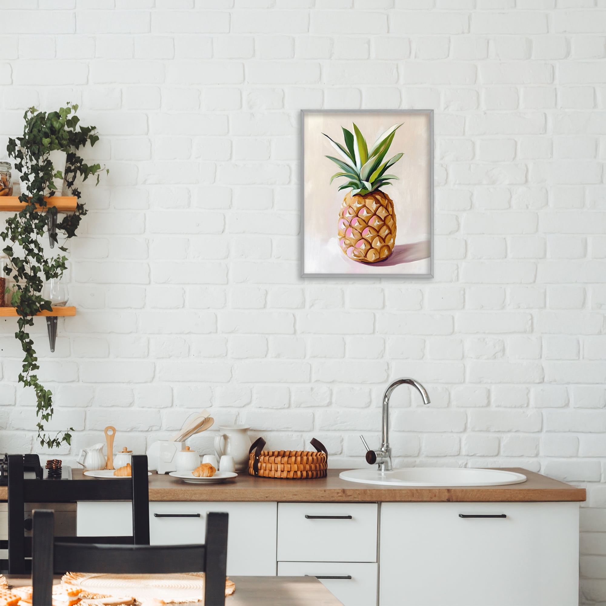 Stupell Industries Pastel Pineapple Tropical Fruit Gray Framed Giclee Art, design by The Prints Vibe