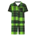 thumbnail image 4 of Men's Plaid Sleep Short Set - Satin Button Down Short Sleeve | Summer Loungewear Chest Pocket Minimalist, 4 of 5