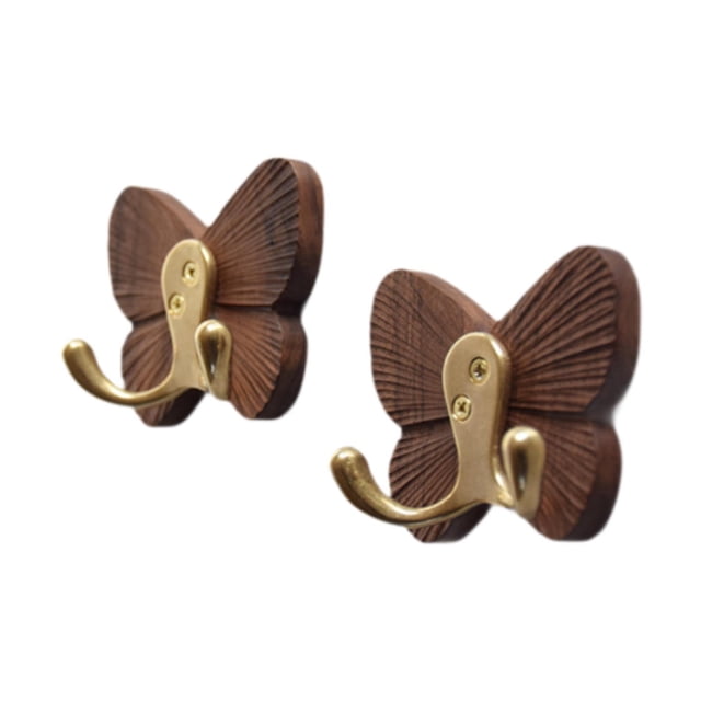 de pared de madera con forma de mariposa, percheros, ganchos de madera para llaves y toallas para sala de estar