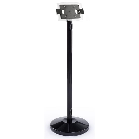 iPad Mini POS Kiosk, Floor Stand Model, 43" Tall; Features Cord Management and Rotating/Tilting Enclosure - Black Steel (IPMSPCDBK)
