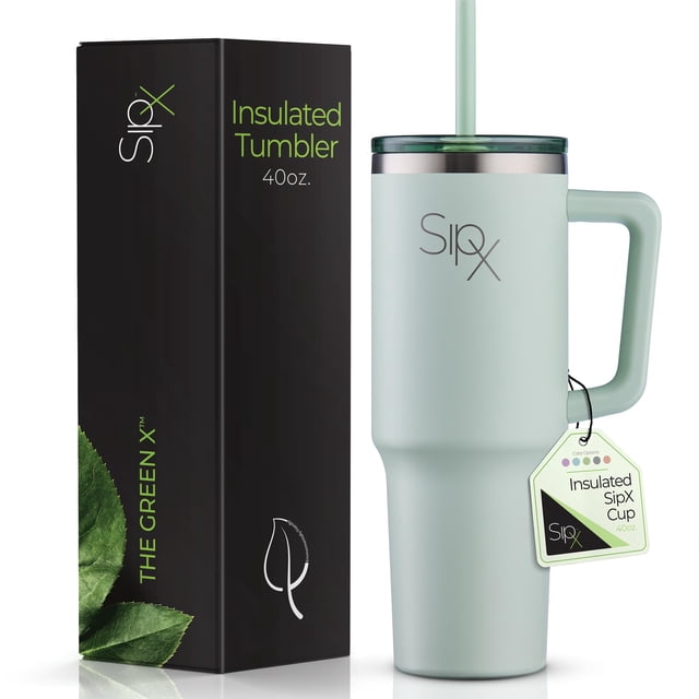 Vaso aislante SIPX de 1,2 L con tapa con asa, sin pajita, sin BPA