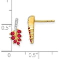 thumbnail image 4 of 14k Yellow Gold Ruby and Diamond Leaf Earrings - 12.6mm, 4 of 5